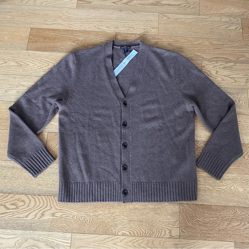 James Perse Men's Cardigan Sweater 100% Cashmere Quiet Luxury Brown Thick